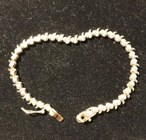 DBJ Gold Plated Sterling Silver Tennis Bracelet,NoStones SafetyClasp No Reserve - Picture 1 of 5