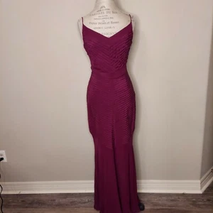 Neu mit Etikett Nicole Miller Kollektion lila Seide Chiffon Perlen langes Kleid Größe 4 - Bild 1 von 7