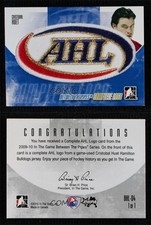 2009-10 ITG Between the Pipes Complete AHL Logo 1/1 Cristobal Huet #AHL-04