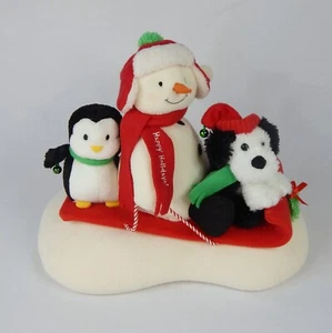 2007 Hallmark Jingle Pals Snow What Fun Schlitten animierter Schneemann Pinguin Hund Welpe - Bild 1 von 8