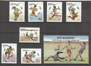 Nicaragua World Championship Soccer Spain 1982 perforated set and block MNH - Picture 1 of 1