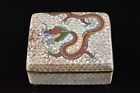 F7861: Japanese Metal Cloisonne-ware Dragon CONTAINER Accessories Case Box