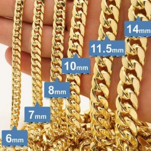 10K Yellow Gold Hollow 7mm Miami Cuban Chain Necklace 34" - Picture 1 of 7