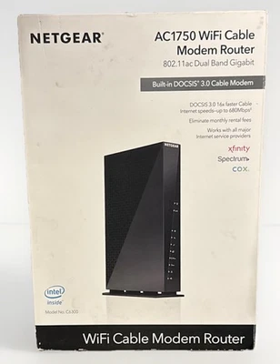 NETGEAR AC1750 WiFi Cable Modem Router 802.11ac Dual Band Gigabit DOCSIS 3.0 - Image 1 of 4