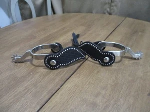 Vintage Western Cowboy Spurs with Studded Leather Straps (made in Japan) - Picture 1 of 19