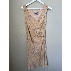 The Limited Vintage Silk Dress Midi Missing Size Tag Measures Med Floral V-Neck - Picture 1 of 6