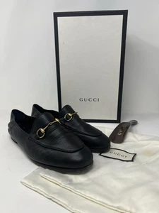 Gucci Agnello Plonge Collapsible Shoe Loafers Black Leather 38.5 EUR - Picture 1 of 16