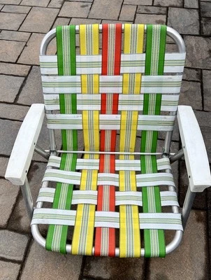 SILLA DE CÉSPED PLEGABLE DE ALUMINIO vintage piscina playa silla de pierna corta con brazos de plástico Foto 1 de 4