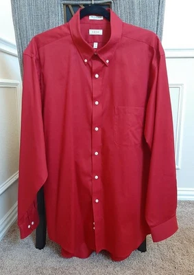 IZOD Shirt Mens 17.5 34/35 Red Wrinkle Free Twill Business Casual Party Holiday - Image 1 of 4