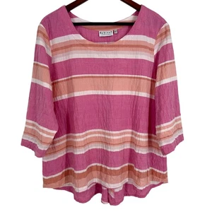 Camicia blusa tropicale Habitat media donna rosa arancione top spiaggia indossabile arte - Foto 1 di 6