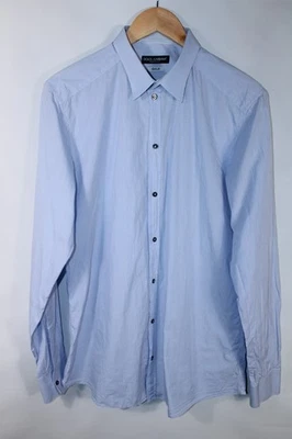 Camisa Dolce & Gabbana Dorada Para Hombre Talla 16.5/42 Azul Blanco Rayas Foto 1 de 4