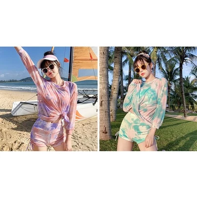 Damen Boxer Badeanzug in großen Größen mit langen Ärmeln ideal für den Somm - Bild 1 von 4