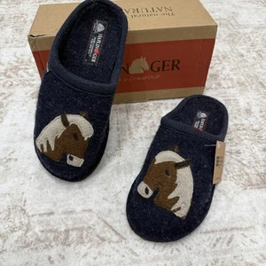 Haflinger Slippers Womens Size 9 EU 40 Blue Flair Poni Wool Felt Horse 313091 - Picture 1 of 12