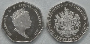 Gibralter 50 Pence commemorative coin 2017 Referendum Km#1589 uncirculated - Picture 1 of 1