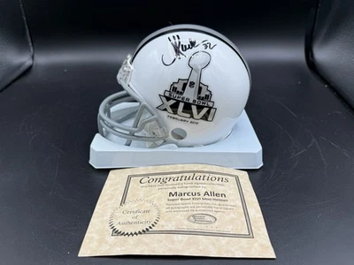 Minicasco certificado de autenticidad firmado por Marcus Allen Super Bowl XLV 55 Foto 1 de 4