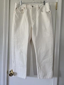 Levis 501 Jeans Mens 34x24 White Button Fly Big E Straight Leg Denim Pants - Picture 1 of 16