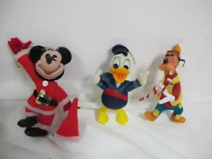ADORNOS DISNEY FLOCADOS DE COLECCIÓN (3) GOOFY DONALD DUCK MICKEY MOUSE COMO SANTA - Imagen 1 de 7