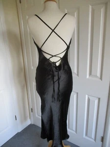 Asos Design -Black, Satin, Lace Tie, Open Back Long Dress - UK12/EU40 - Picture 1 of 9