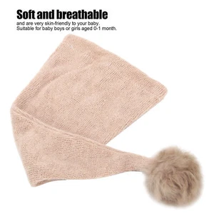 Baby Photography Prop Hat Long Tail Pompom Decoration Newborn Photo Shoot Hat - Picture 1 of 21