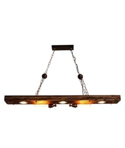 Oukaning Wooden Chandelier Retro Rustic Pendant Ceiling Light - Industrial Susp - Picture 1 of 2