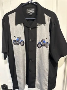 Chrome Eagle Short Sleeve Button Up Motorcycle Shirt Men's Size XL Embroidery - Picture 1 of 3