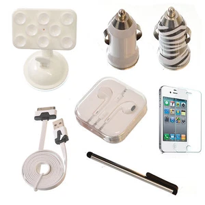 Apple iPhone 4/4S Mobile Accessory Bundle Screen Protector Car Holder Charger - Picture 1 of 1