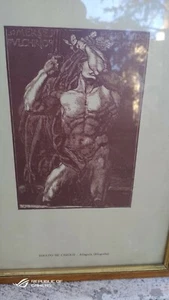 ADOLFO DE CAROLIS XILOGRAFIA -ALLEGORIA IL BULINO E LA SGORBIA - Picture 1 of 3