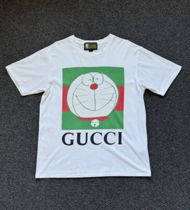 Gucci x Doraemon Logo-Print White T-shirt - Picture 1 of 9