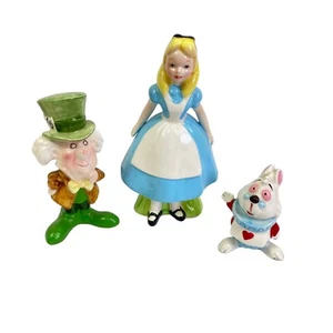 Vintage Japan 1960’s Walt Disney Set of 3 Alice in Wonderland Ceramic Figures - Picture 1 of 10
