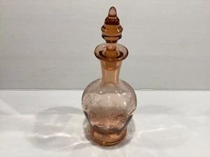 Elegant Glass Central Glass Pink 11" Lotus Revere Decater with Stopper - Picture 1 of 10