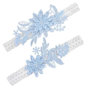 2PCS Floral Lace Wedding Garter Belt for Bride Stretch Leg Garter Set - Picture 1 of 7
