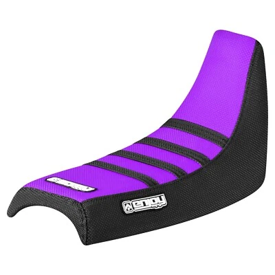 Cubierta de asiento con pinza de tracción alta Yamaha PW 50 NEGRA/PÚRPURA/NEGRA costillas #91 Foto 1 de 4