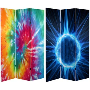 6 ft. Tall Double Sided Tie Dye Canvas Room Divider - Picture 1 of 3