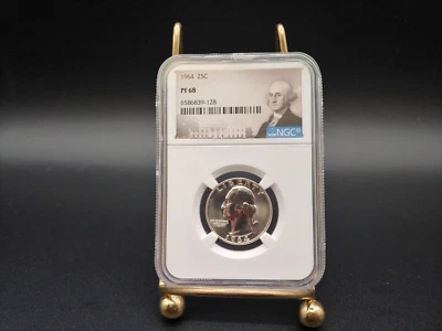 1964 NGC PF68 90% Silver Washington Quarter - Special Portrait/Label - FREE Ship - Image 1 of 4