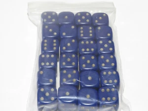 NEUF lot de dés de 24 D6 -14 mm opaque bleu foncé - Photo 1/3