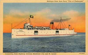 Postkarte Michigan State Ferry Stadt Cheboygan 1947 - Bild 1 von 2