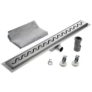 Edelstahl Duschrinne G008 50cm -120cm Siphon und Haarsieb als Set vers. Muster - Bild 1 von 17