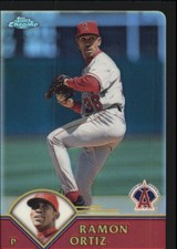 2003 Topps Chrome Black Refractors Anaheim Angels Baseball Card #168 Ramon Ortiz