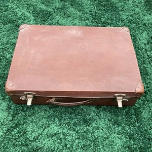 Vintage Brown Hard shell Metal Brown Suitcase Display Film Prop - Picture 1 of 9