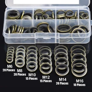 100Pcs Oil Drain Plug Washer Gasket Assortment Kit M6 M8 M10 M12 M14 M16 Sets - Picture 1 of 11