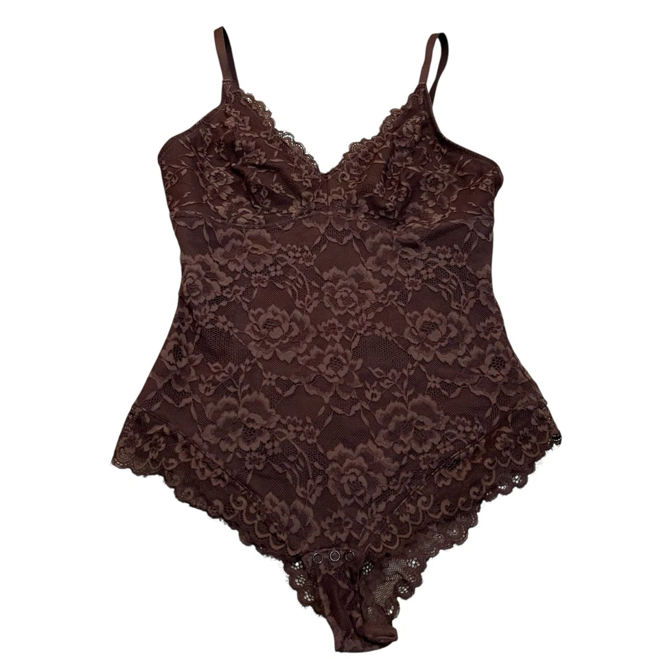 Popilush modelador de renda bodysuit camisola regata média chocolate marrom emagrecimento - Imagem 1 de 4