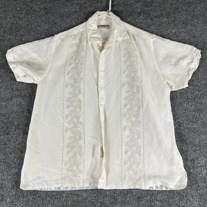 Havanera Shirt Mens Large Embroidered Guayabera Short Sleeve Casual Button Up - Picture 1 of 11