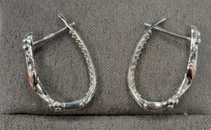 Pendientes Clogau de plata galesa y oro rosa de 9 quilates con medio aro Gales 925 - Imagen 1 de 9