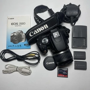 Canon EOS 350D 8.0MP DSLR Camera & EF-S 18-55mm Lens + Charger, 2x Batteries, CF - Picture 1 of 19