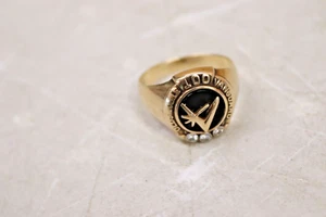 10 Karat Gold Oldsmobile Verkaufspreis Ring - Vintage Größe 12,5 3 Diamanten - Bild 1 von 4