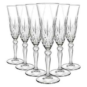 6x RCR Crystal 160ml Melodia Glass Champagne Flutes Prosecco Wedding Glasses Set - Picture 1 of 6