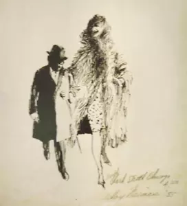 LeRoy Neiman NORTH CLARK STREET CHICAGO A Couple Vintage Art Print Bookplate 43 - Picture 1 of 3