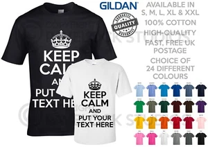 Keep Calm T-Shirt T-Shirts Any Text Personalised Custom Top Tees Stag Hen Party - Picture 1 of 3