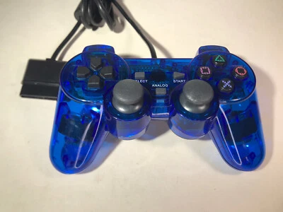PlayStation 2 TTX Tech PS1 / PS2 Blue Wired Dual Analog Controller - Image 1 of 4