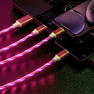 3 in 1 LED Light Up Charger Charging Cable USB Cord for Android Samsung iPhone - Picture 1 of 12